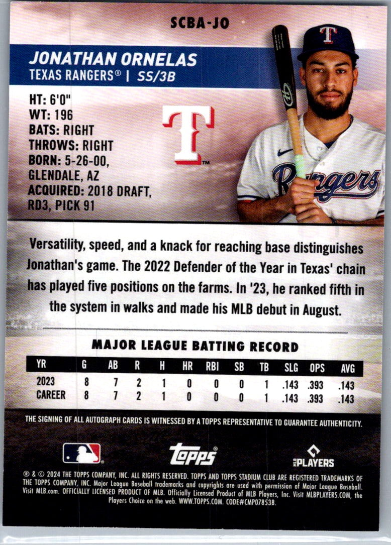 2024 Topps Stadium Club Jonathan Ornelas #SCBA-JO RC Auto