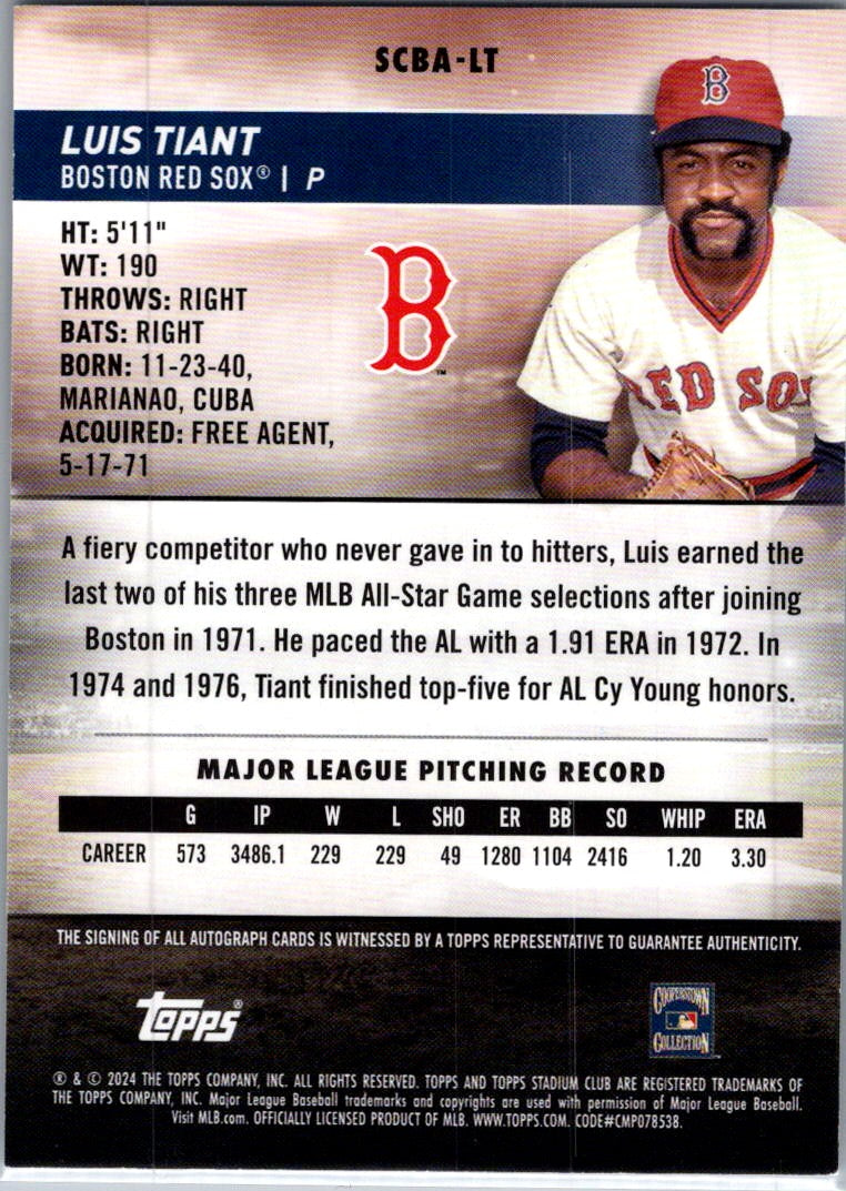 2024 Topps Stadium Club Luis Tiant #SCBA-LT Auto