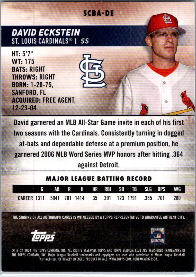 2024 Topps Stadium Club David Eckstein #SCBA-DE Auto
