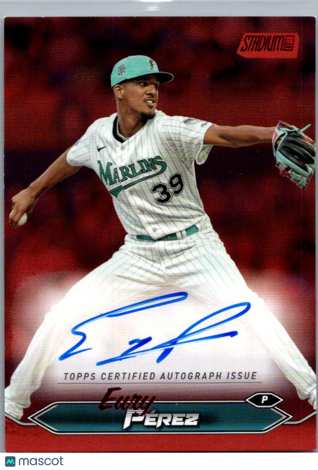 2024 Topps Stadium Club Eury Pérez #SCBA-EPE Red Foil /50 Auto