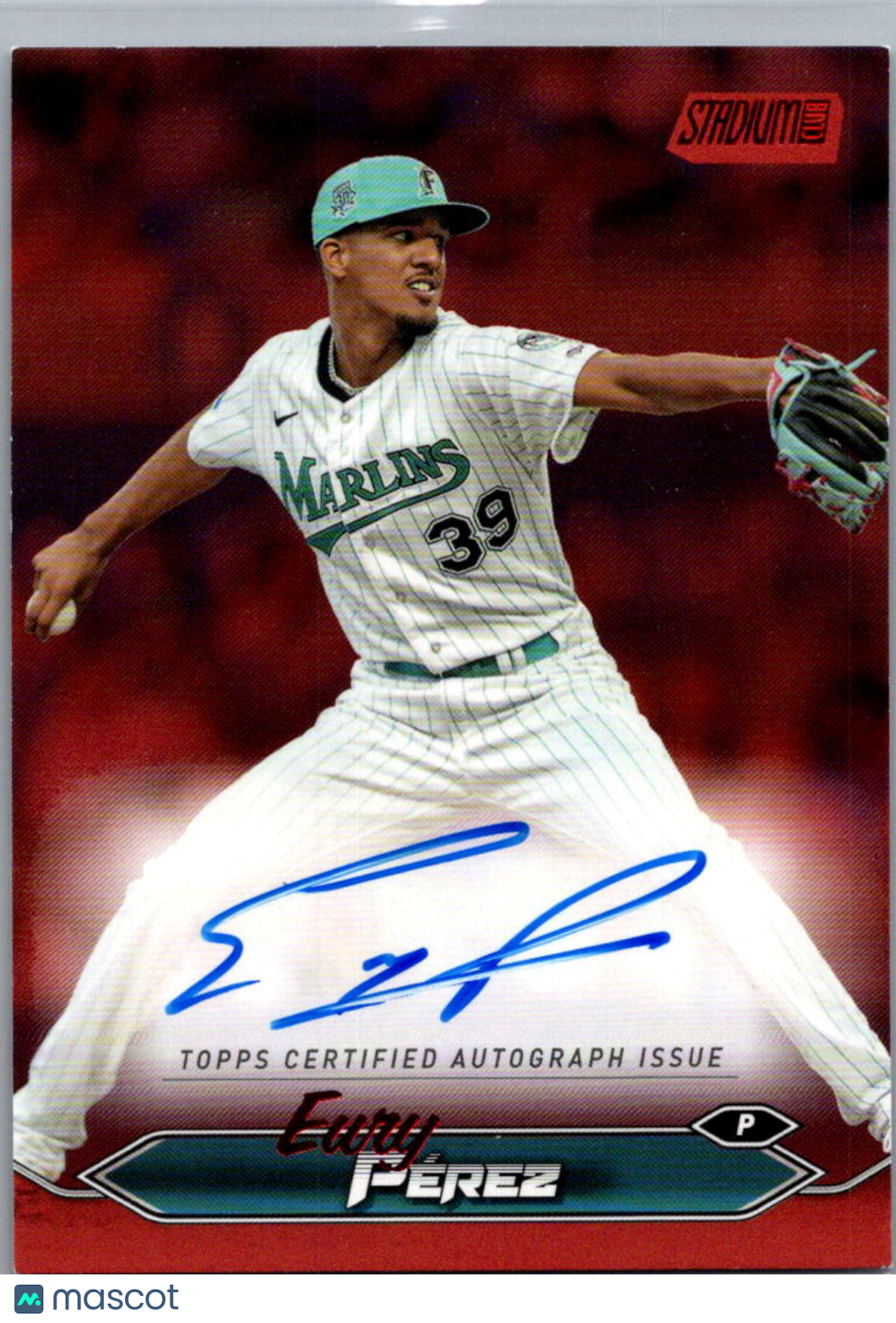 2024 Topps Stadium Club Eury Pérez #SCBA-EPE Red Foil /50 Auto