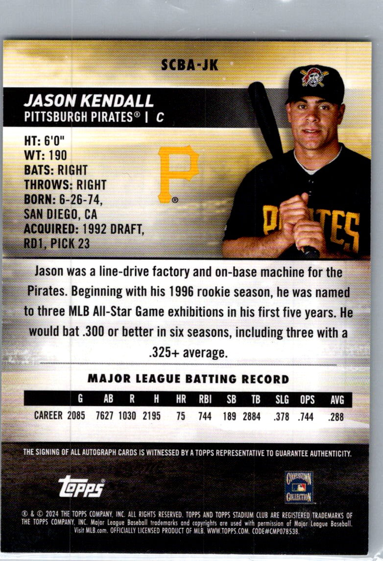 2024 Topps Stadium Club Jason Kendall #SCBA-JK Auto