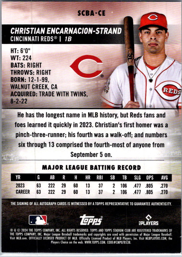 2024 Topps Stadium Club Christian Encarnacion-Strand #SCBA-CE Auto