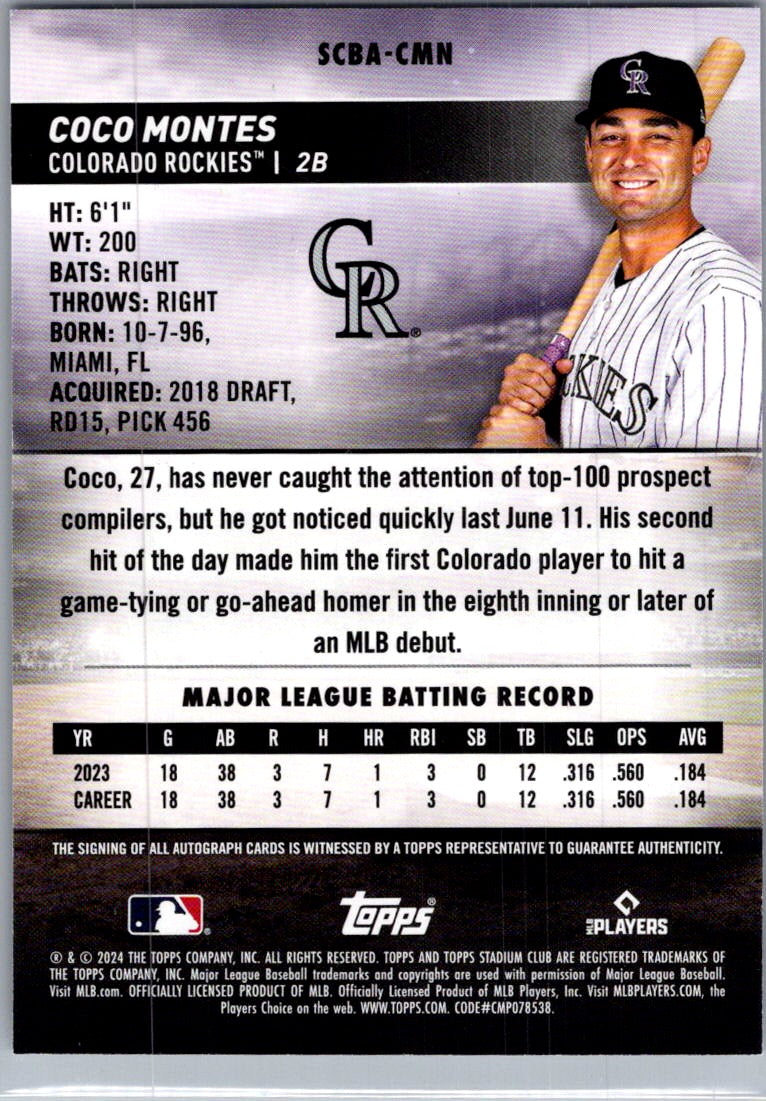 2024 Topps Stadium Club Coco Montes #SCBA-CMN RC Auto
