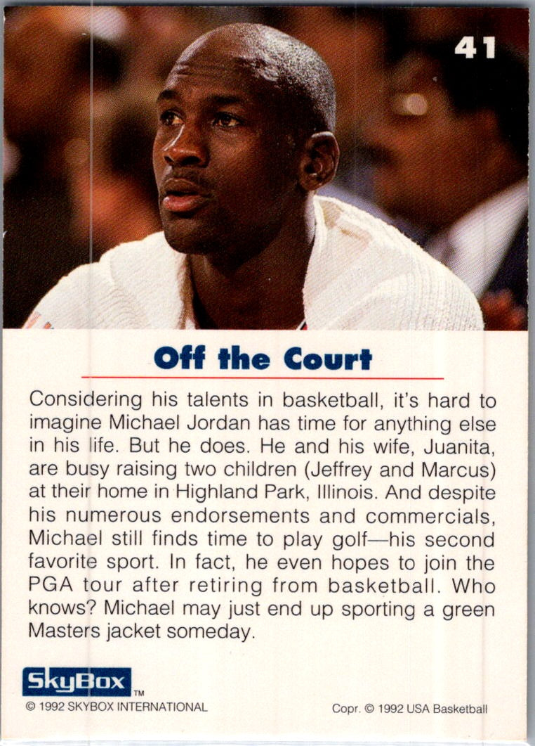 1992 SkyBox USA Basketball Michael Jordan #41