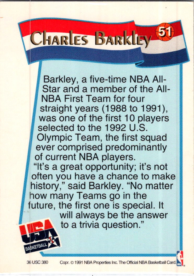1991 Hoops USA Basketball Charles Barkley #51