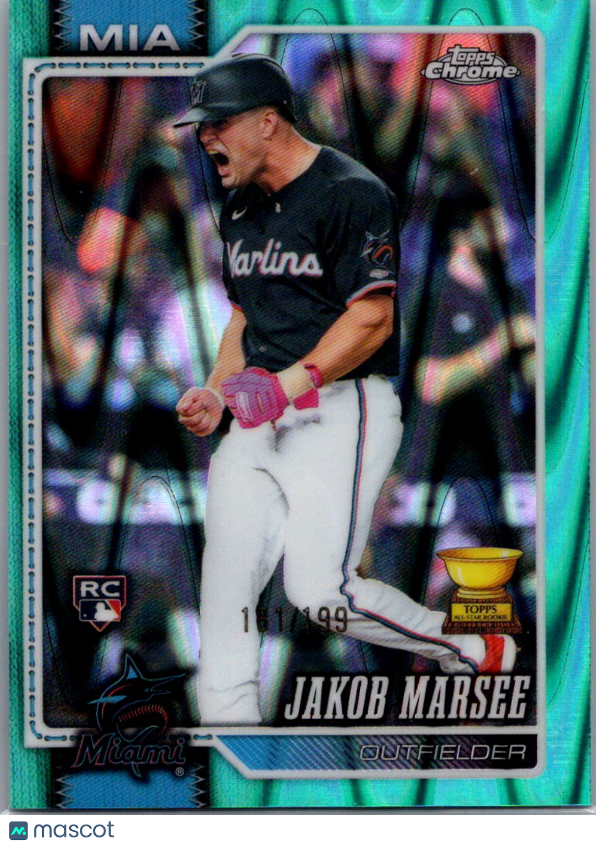 2026 Topps Chrome Jakob Marsee #261 Aqua Wave Refractor /199 RC