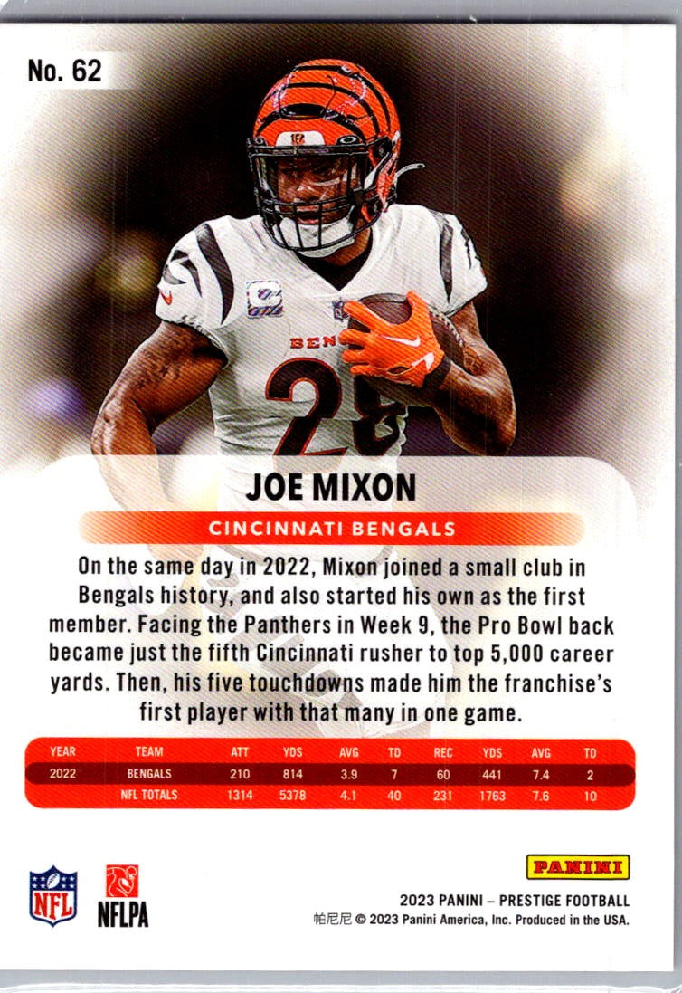 2023 Panini Prestige Joe Mixon #62 Xtra Points Premium /25