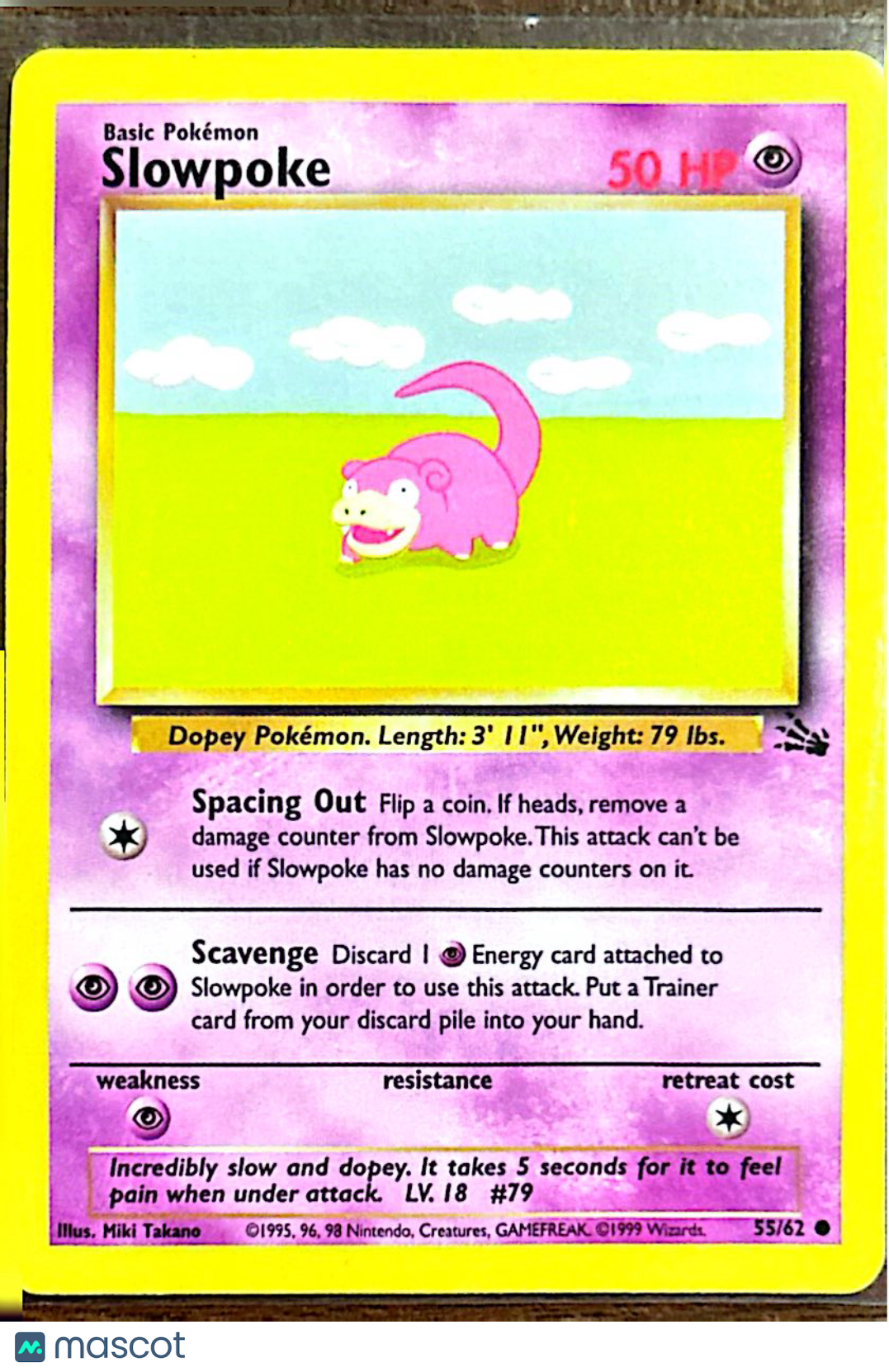 1999 Fossil Slowpoke 1st Edition #55/62