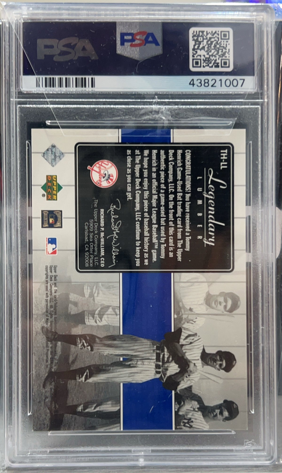 2000 Upper Deck Yankees Legends Legendary Lumber Tommy Henrich #TH-LL PSA 9