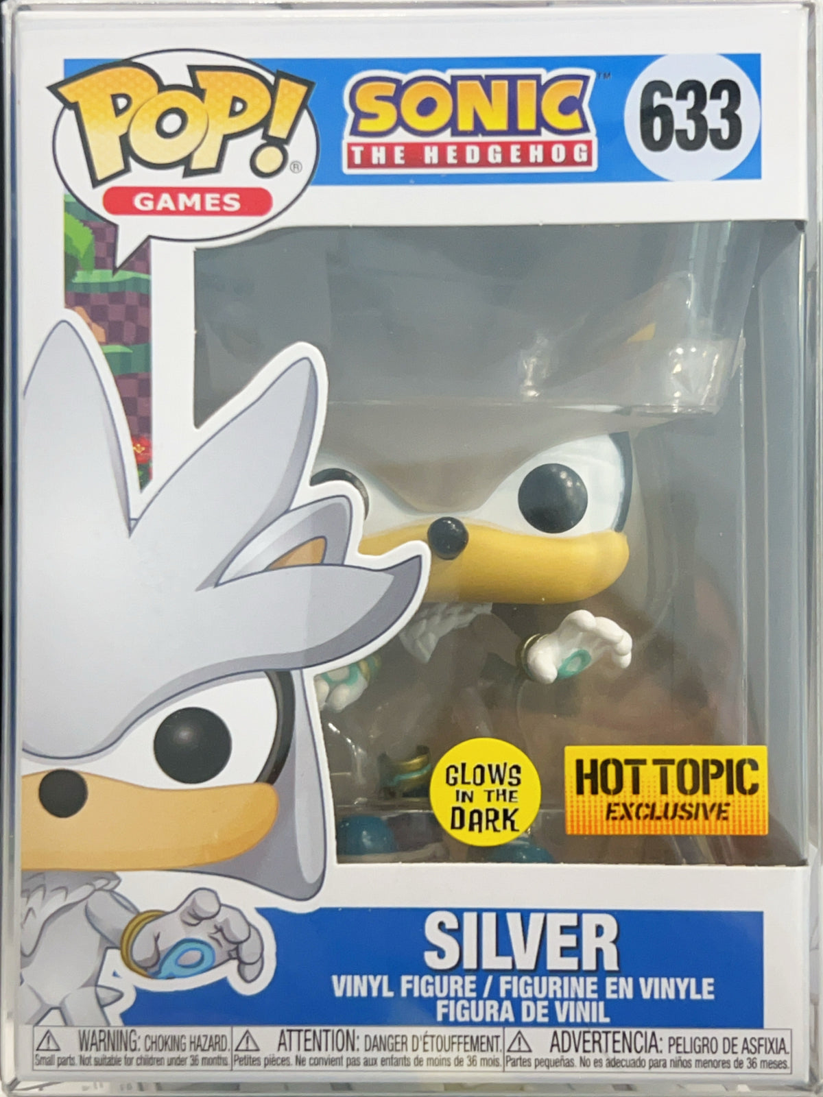 Funko Pop! Games – Sonic the Hedgehog Silver #633 Hot Topic Exclusive Glow-in-the-Dark