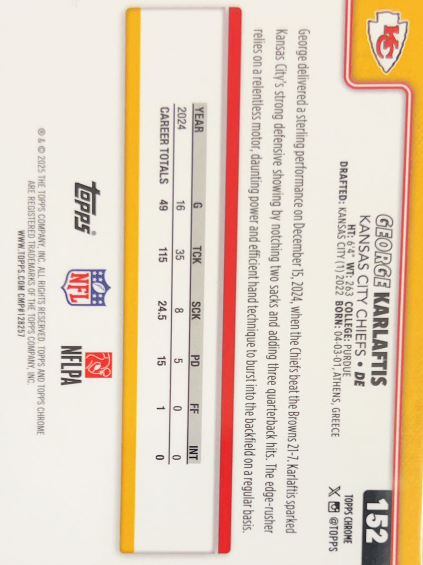 2025 Topps Chrome George Karlaftis #152 RayWave