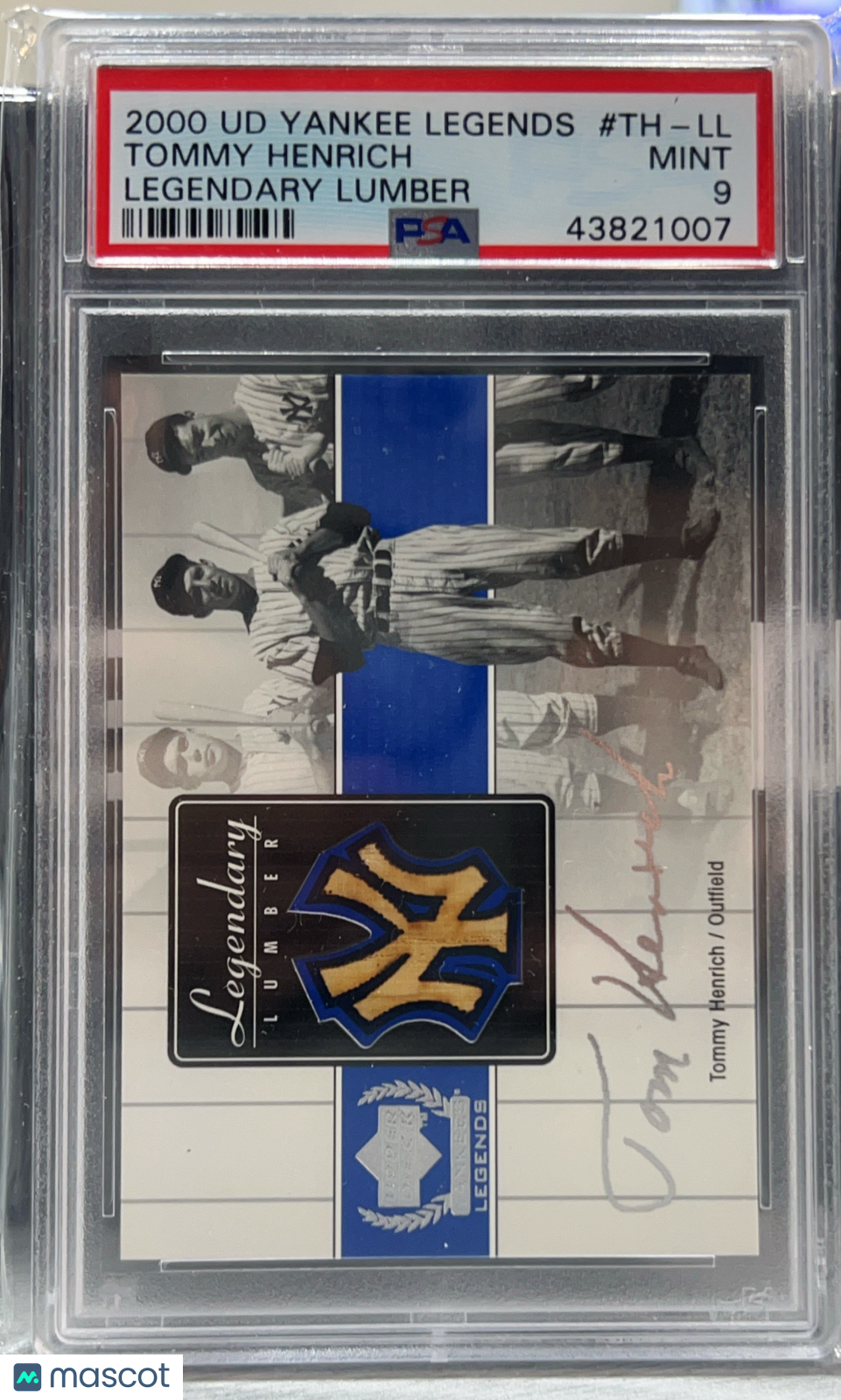 2000 Upper Deck Yankees Legends Legendary Lumber Tommy Henrich #TH-LL PSA 9