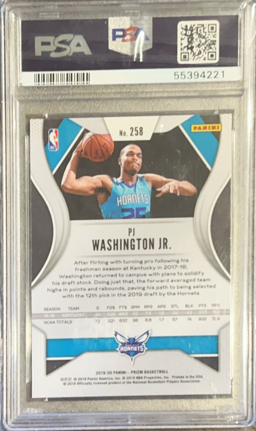 2019 Panini Prizm PJ Washington JR. #258 PSA 10