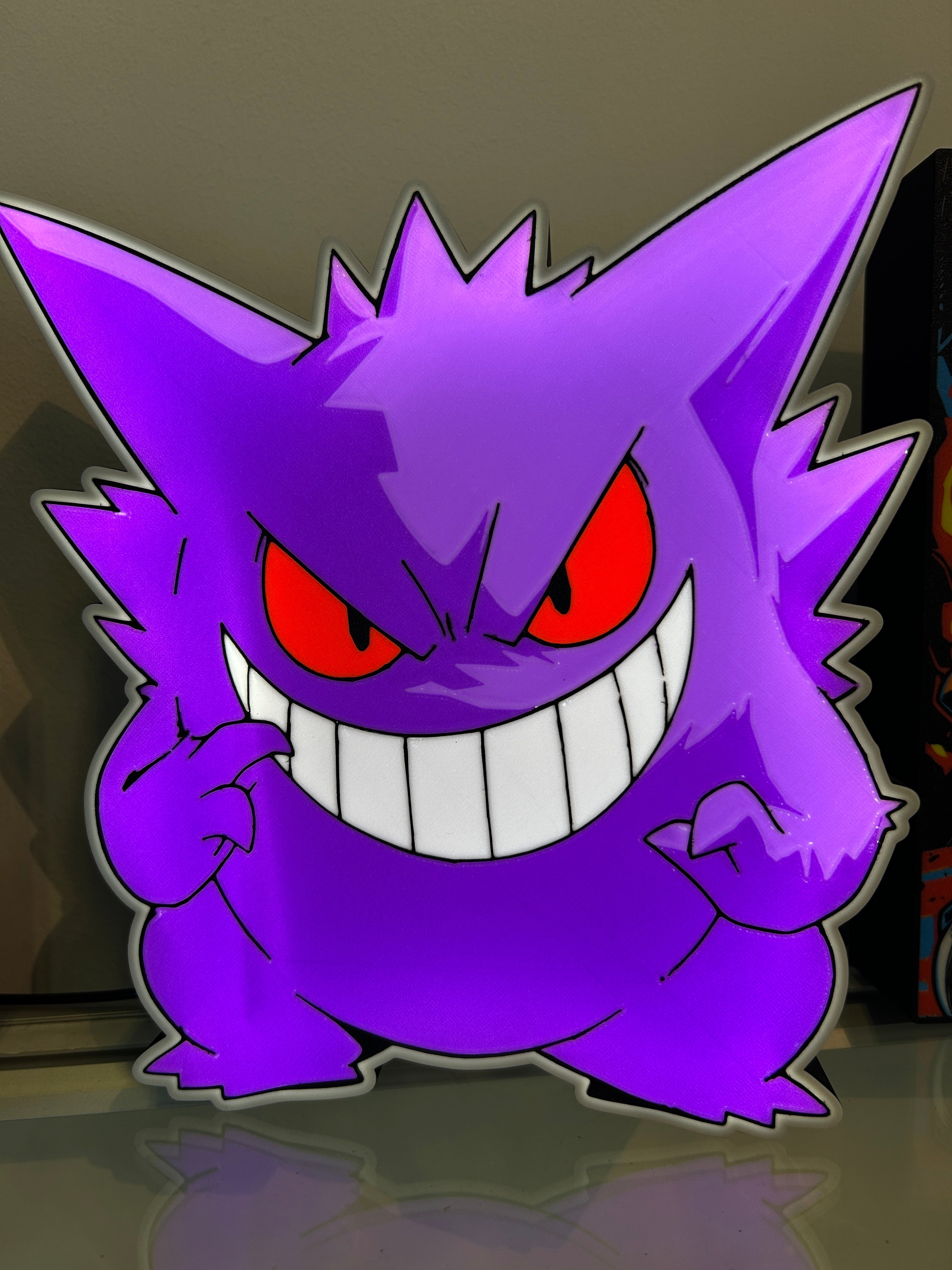 Gengar LED Lightbox – Flame Pokémon Display Art