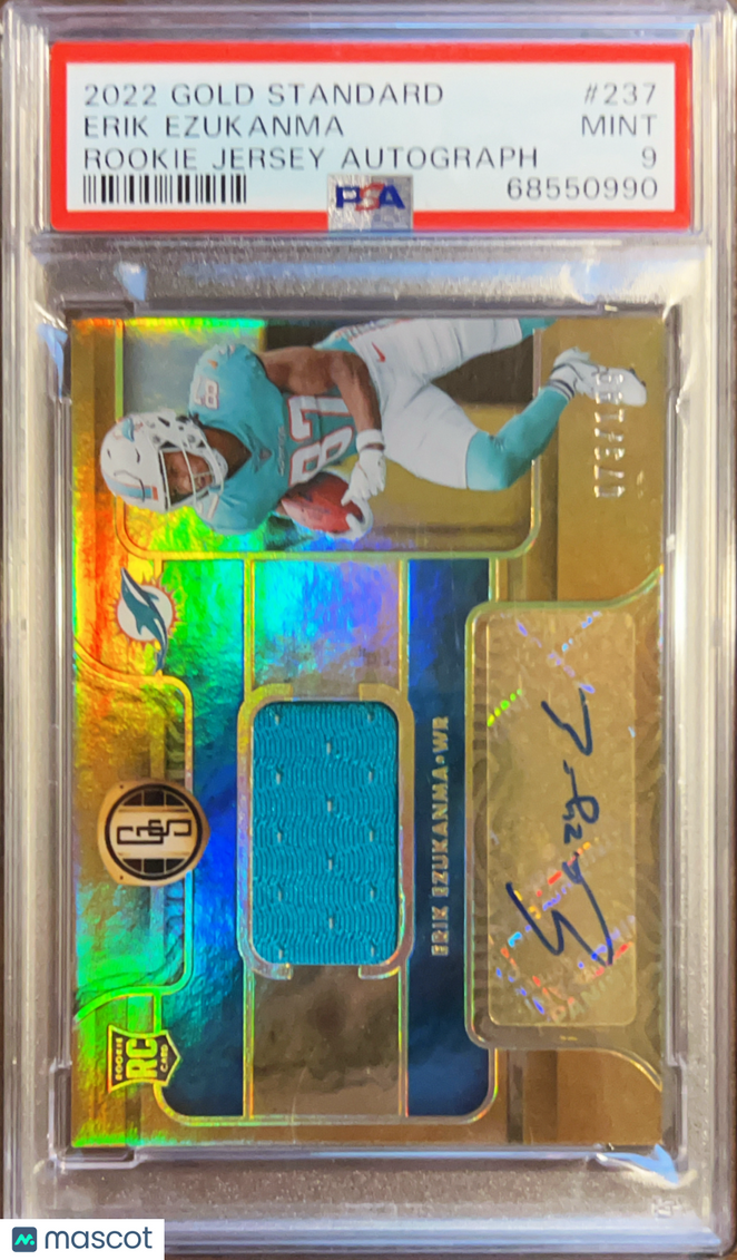 2022 Panini Gold Standard Erik Ezukanma #237 Rookie Jersey Autograph /149 PSA 9