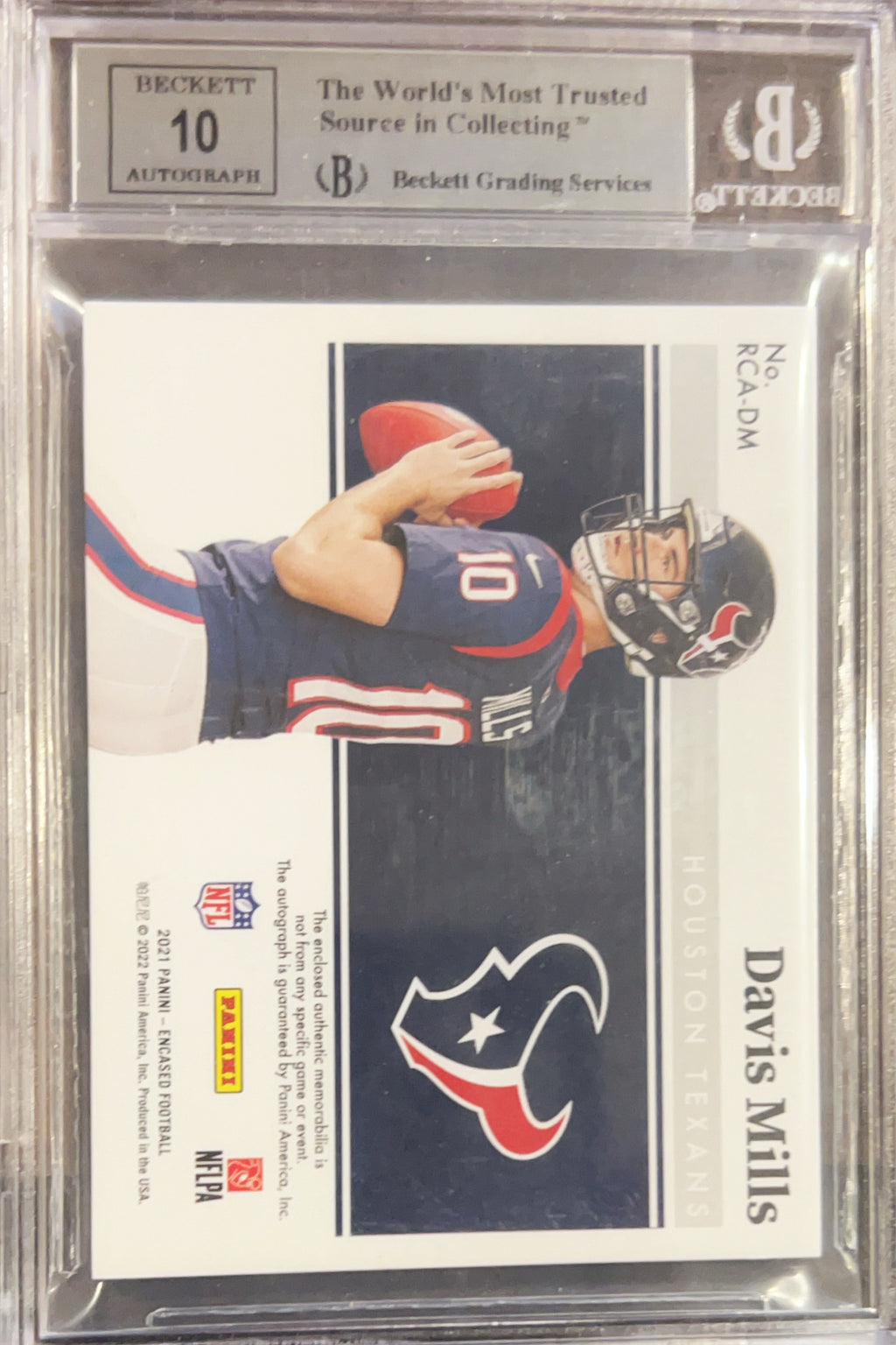 2021 Panini Encased Rookie Dual Swatch Signatures Davis Mills #RCADM BGS 9