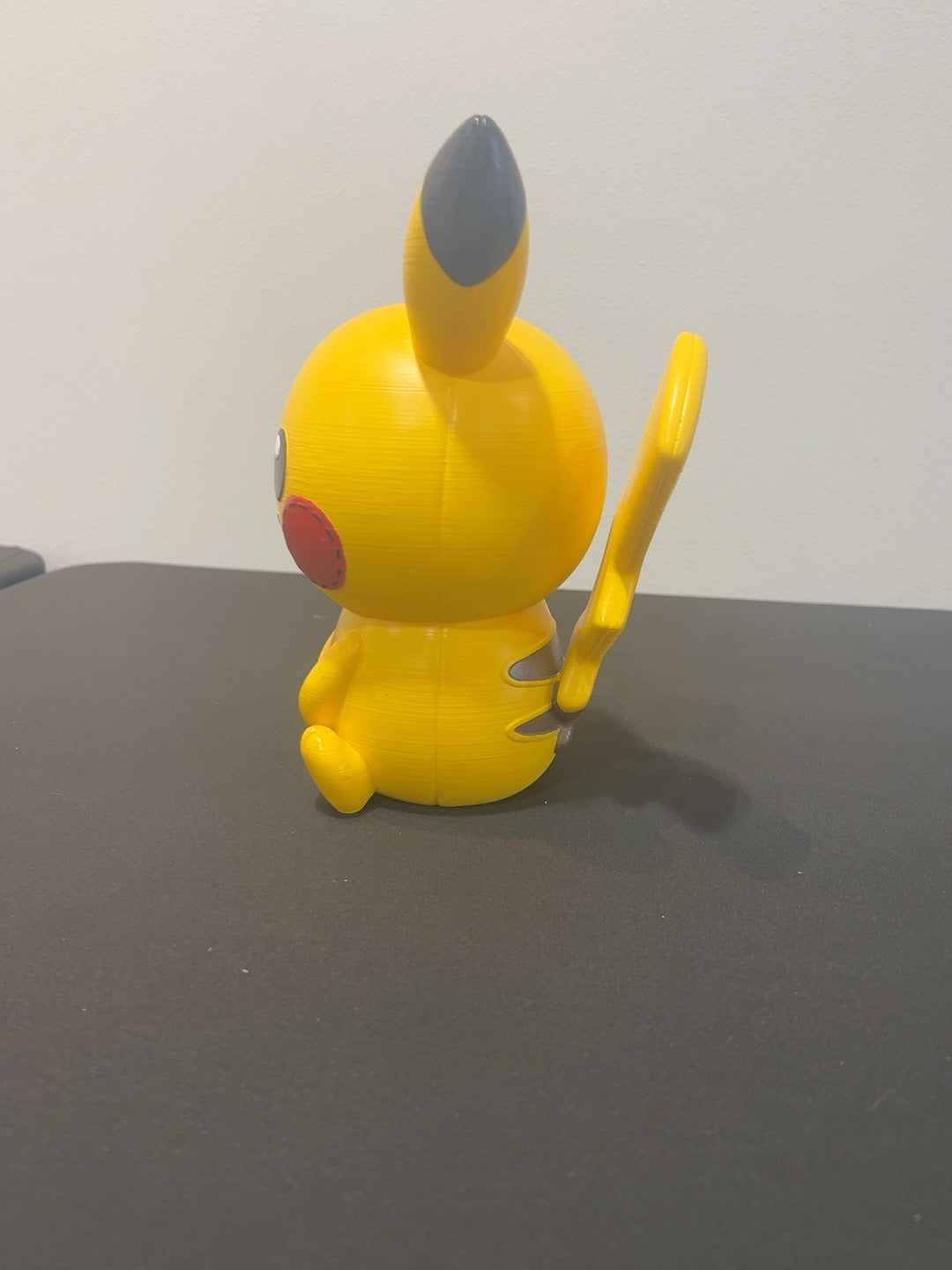 3D Printed Pikachu Figure with Lightning Bolt Tail – Yellow Pokémon Display Figurine