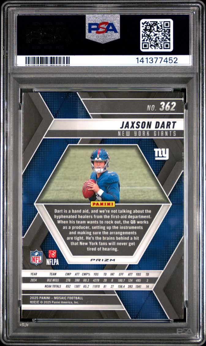 2025 Panini Mosaic Jaxson Dart #362 PSA 10