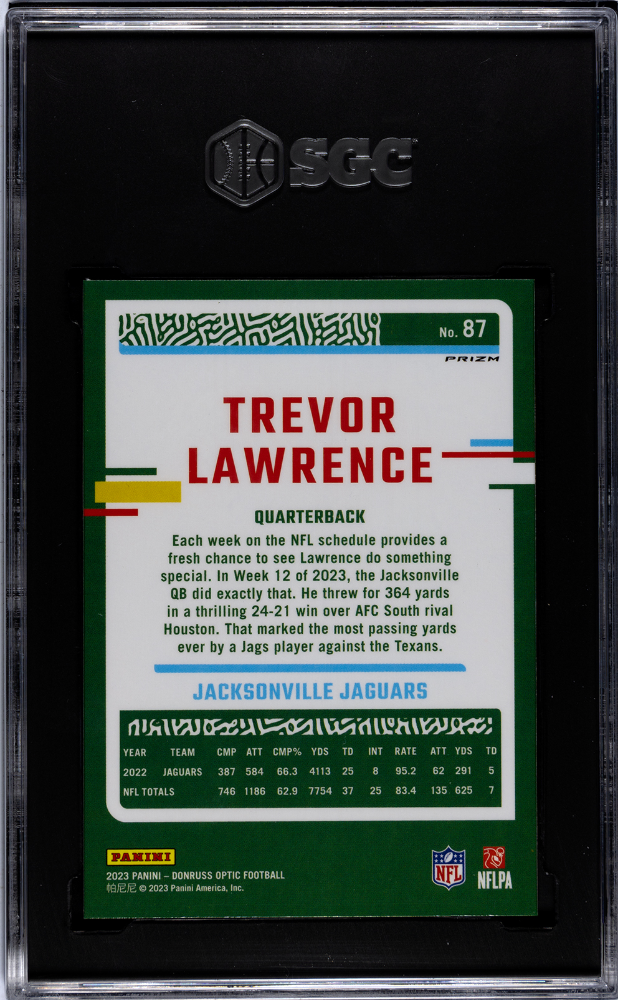 2023 Donruss Optic Trevor Lawrence #87 Stars Prizm SGC 10