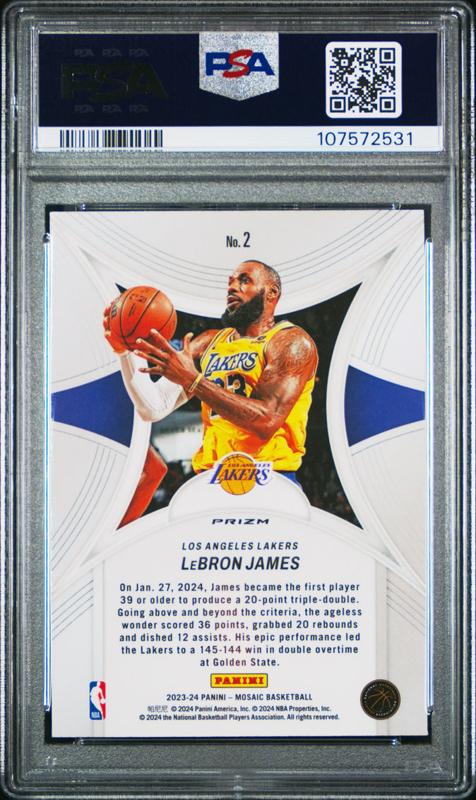 2023 Panini Mosaic Epic Performers LeBron James #2 Green PSA 9