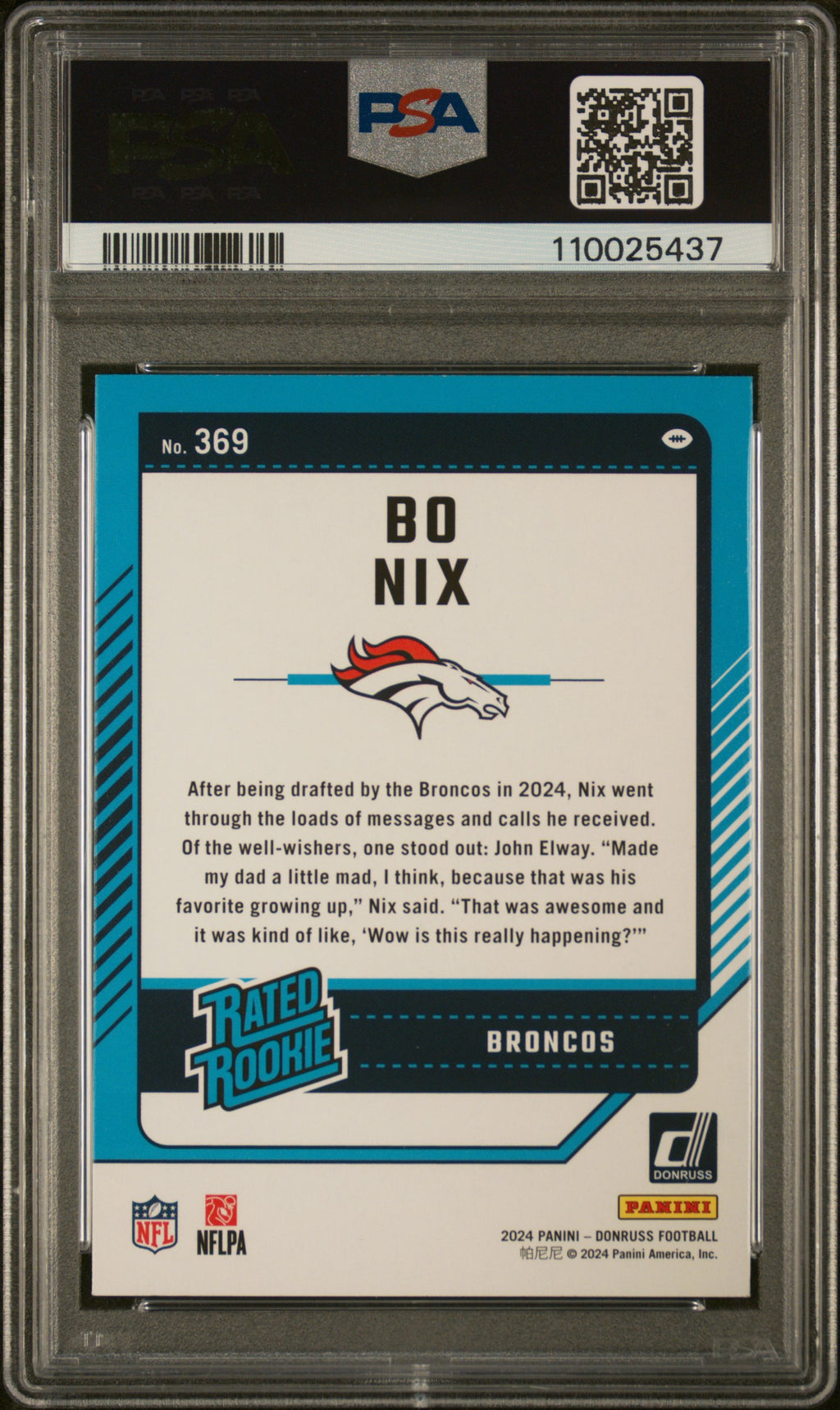 2024 Panini Donruss Bo Nix #369 PSA 10