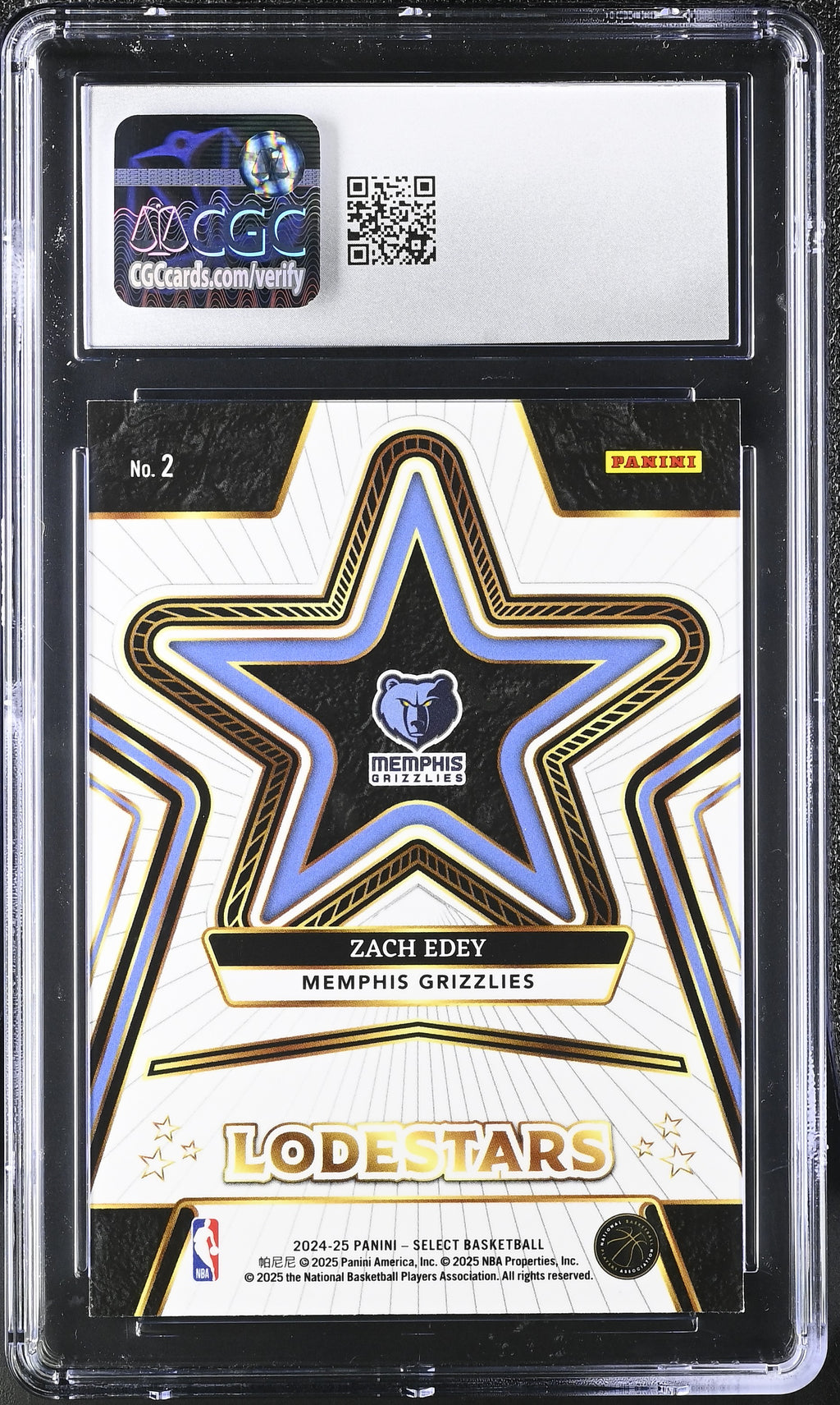 2024-25 Panini Select Zach Edey #2 Lodestars CGC 10