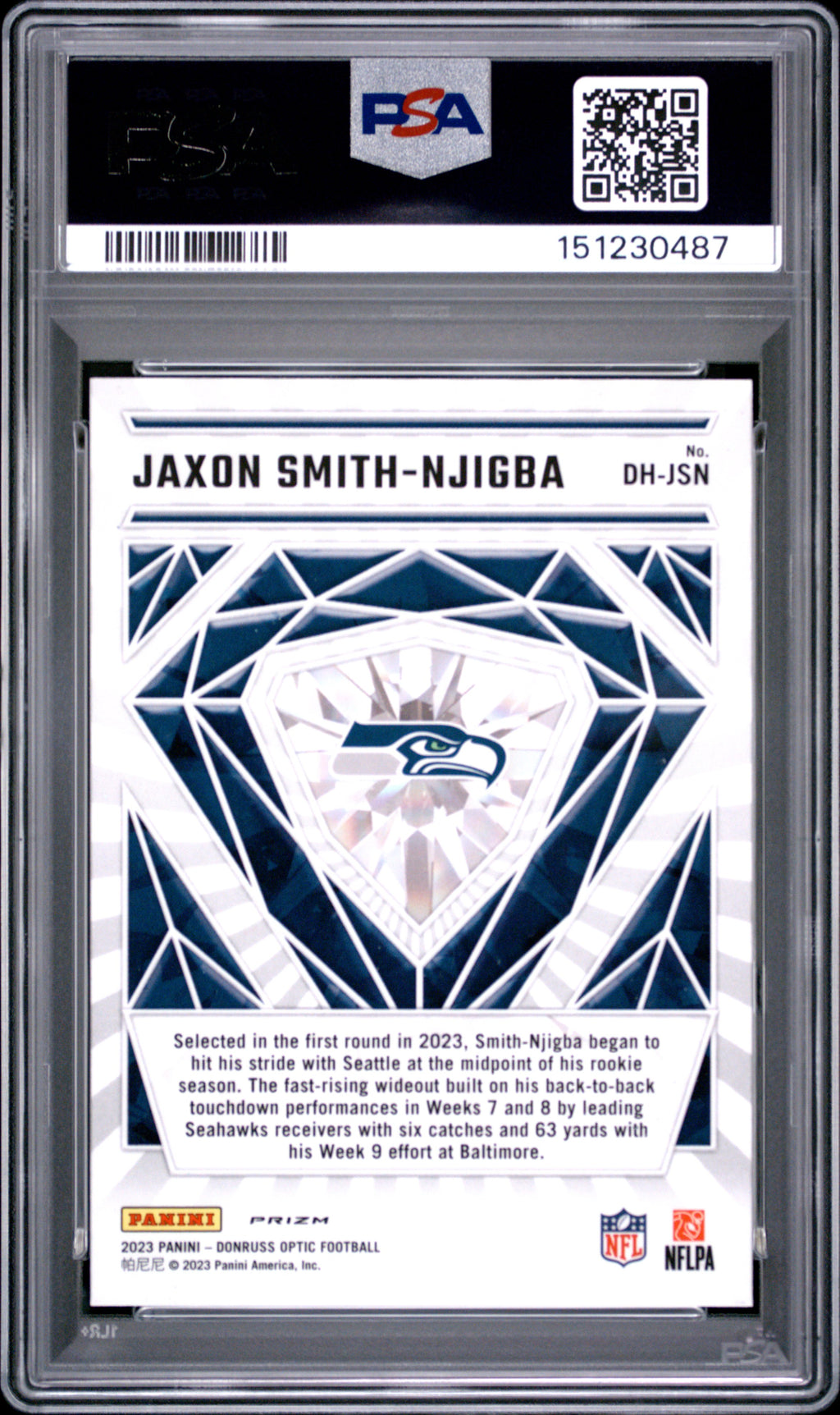 2023 Panini Donruss Optic Diamond Hands Jaxon Smith-Njigba #DHJSN PSA 8