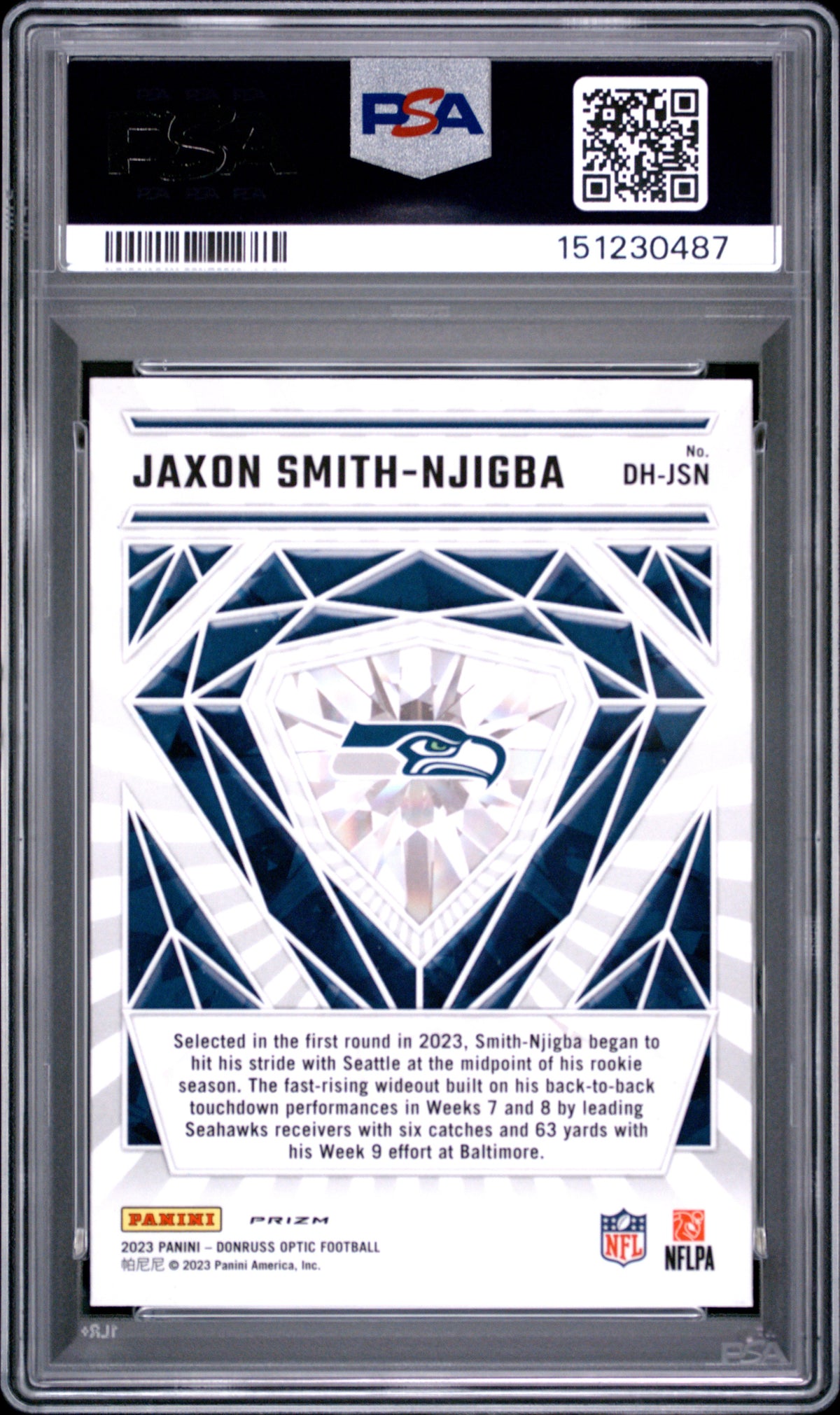 2023 Panini Donruss Optic Diamond Hands Jaxon Smith-Njigba #DHJSN PSA 8
