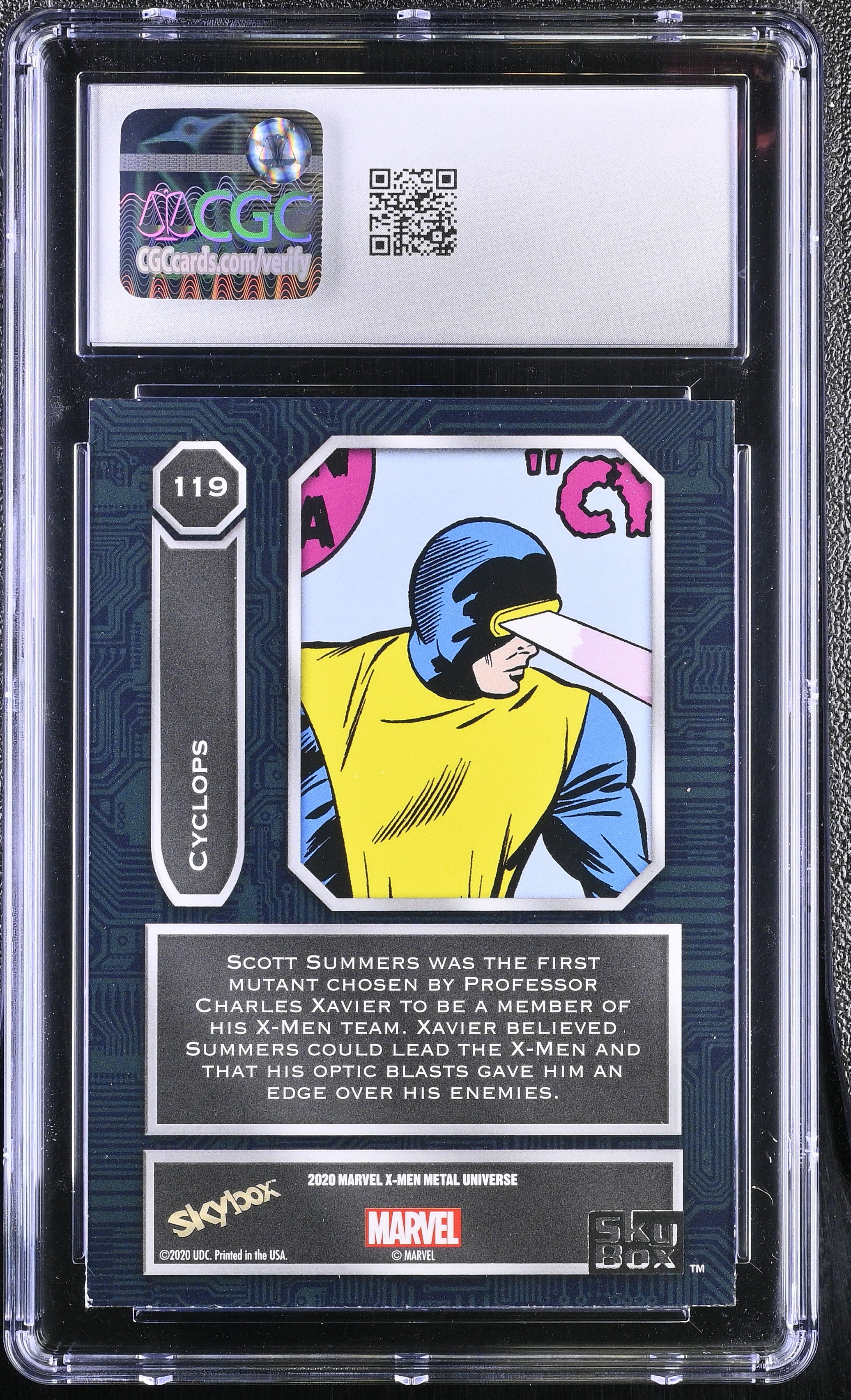 2021 Upper Deck Marvel X-Men Metal Universe Cyclops #119 CGC 8.5
