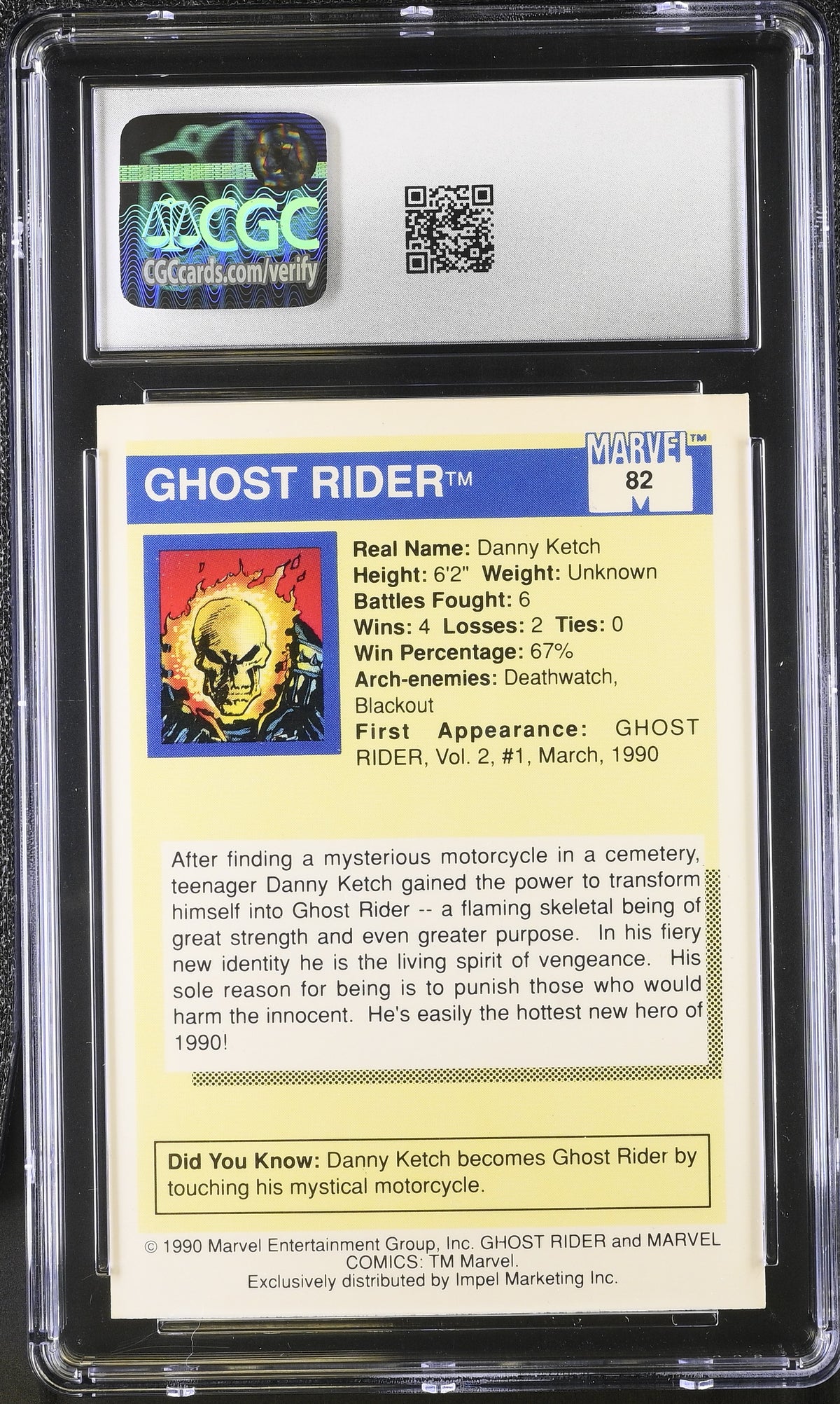 1990 Impel Marvel Universe Series I Ghost Rider #82 CGC 8.5