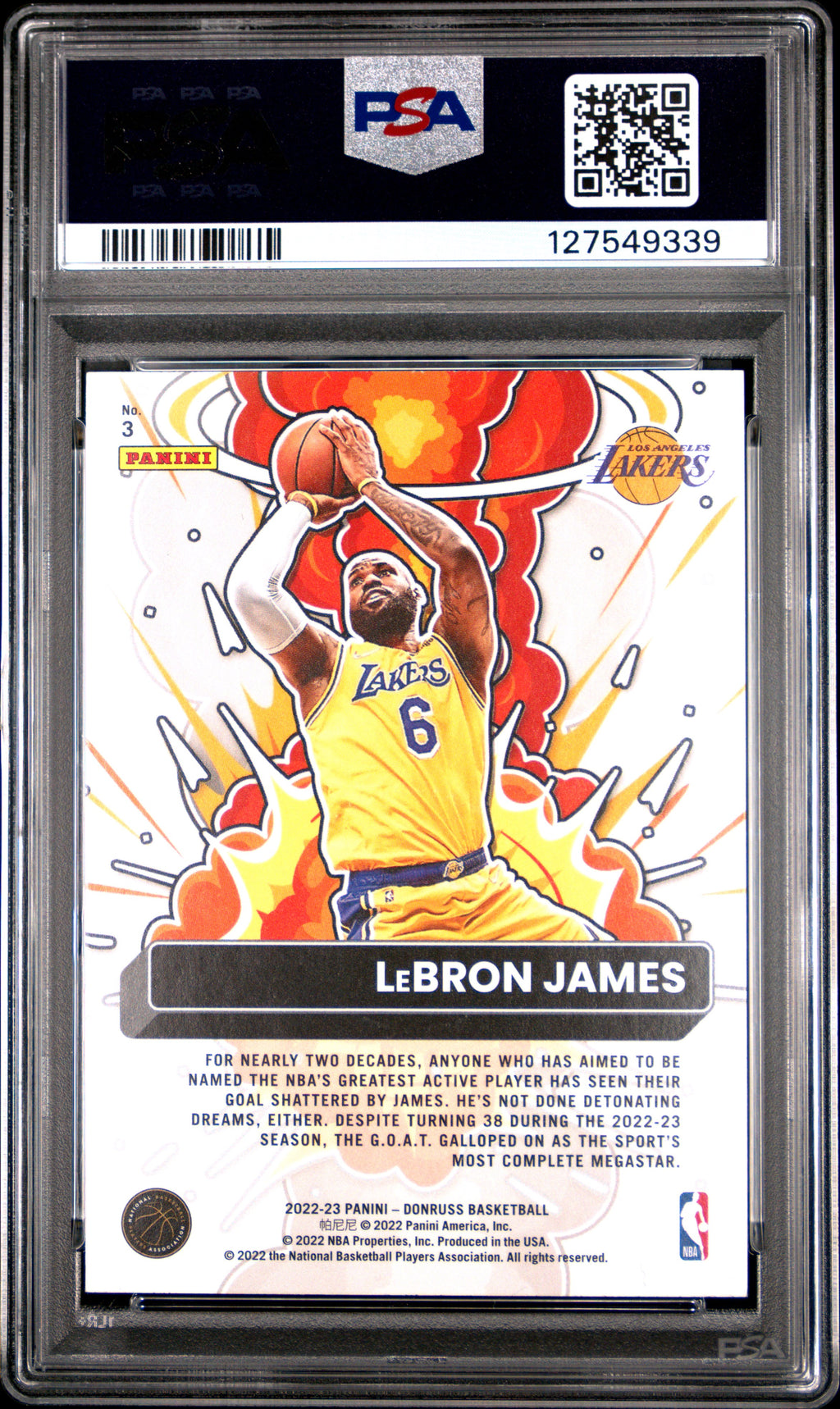 2022 Panini Donruss Bomb Squad LeBron James #3 PSA 10