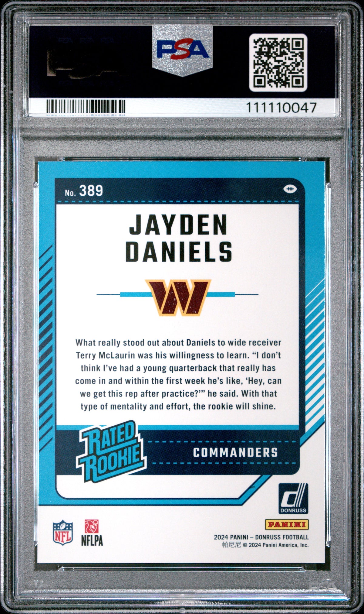 2024 Panini Donruss Jayden Daniels #389 PSA 9