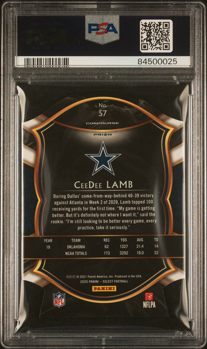 2020 Panini Select Ceedee Lamb #57 Die Cut Tri Color Prizm PSA 10