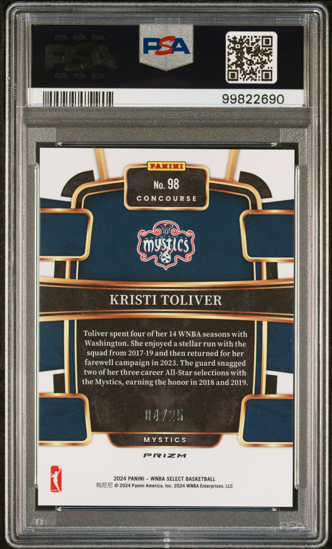 2024 Panini Select WNBA Kristi Toliver #98 Tie Dye Prizm /25 Low Pop PSA 10