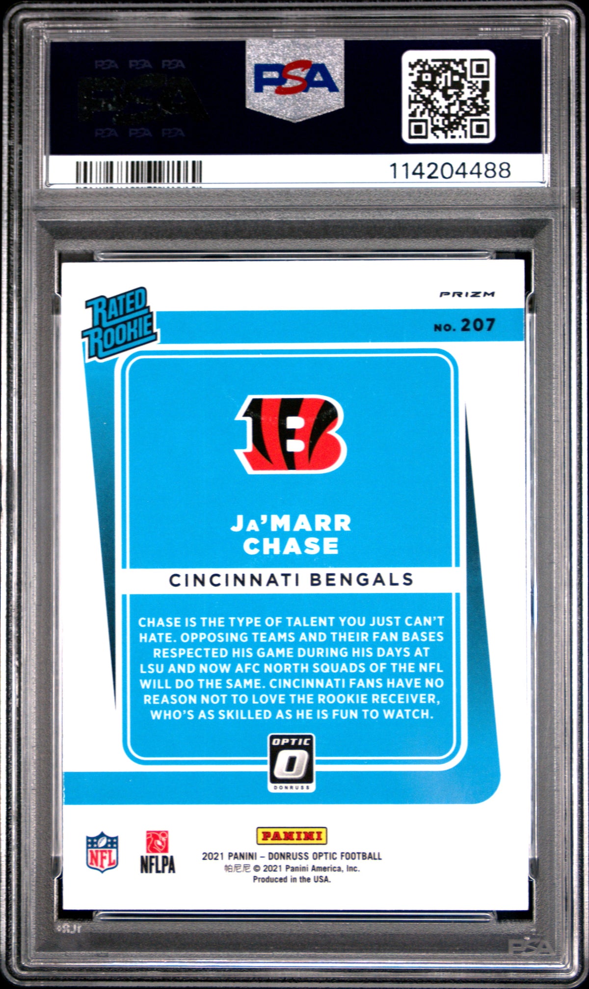 2021 Panini Donruss Optic Ja'marr Chase #207 Pink PSA 9