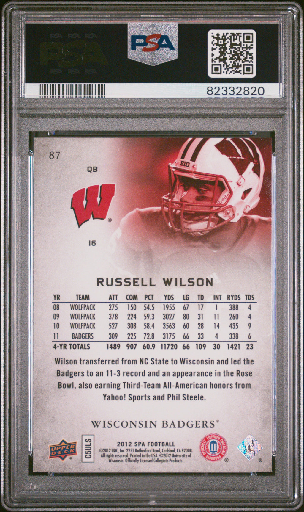 2012 SP Authentic Russell Wilson #87 PSA 10