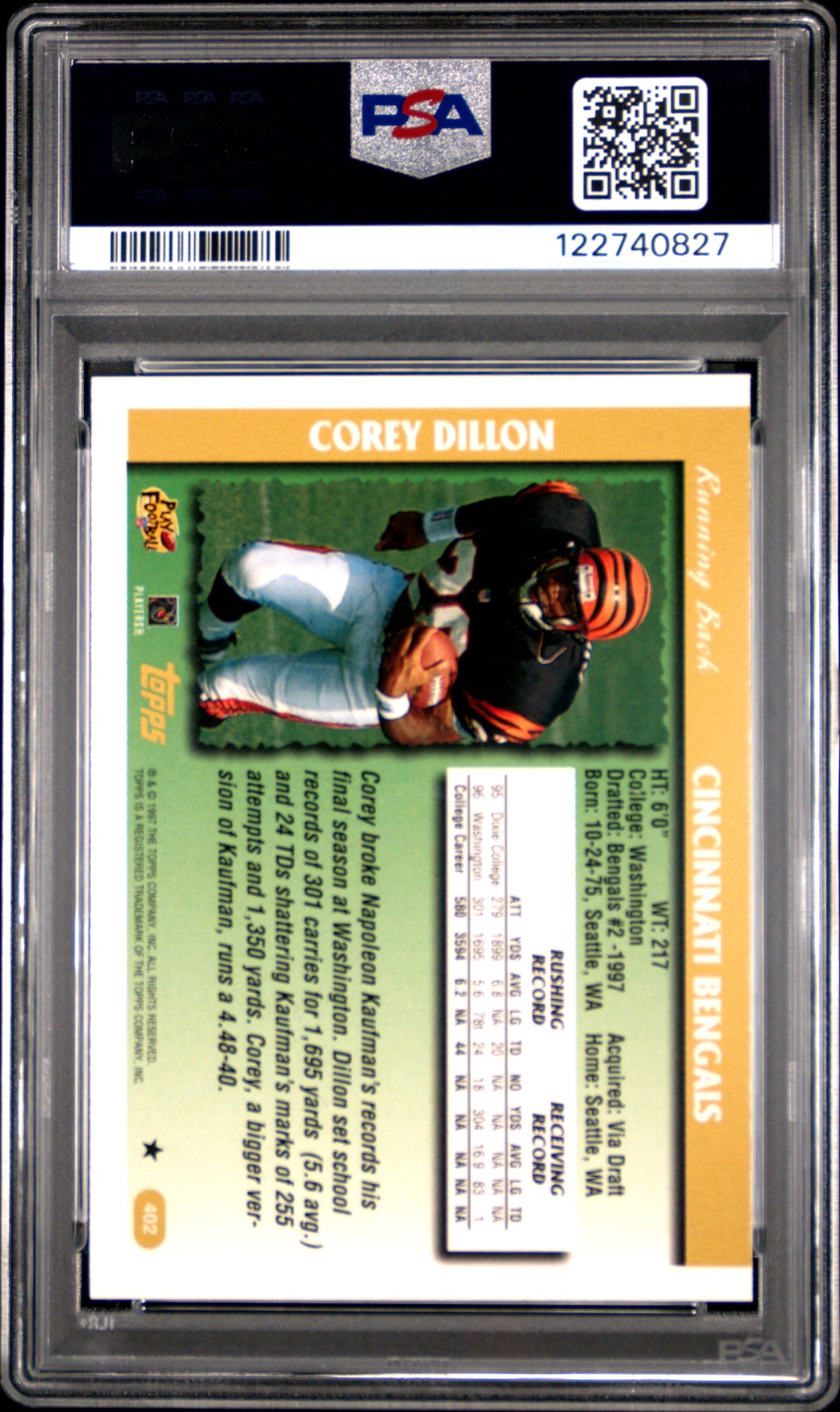 1997 Topps Corey Dillon #402 PSA 10
