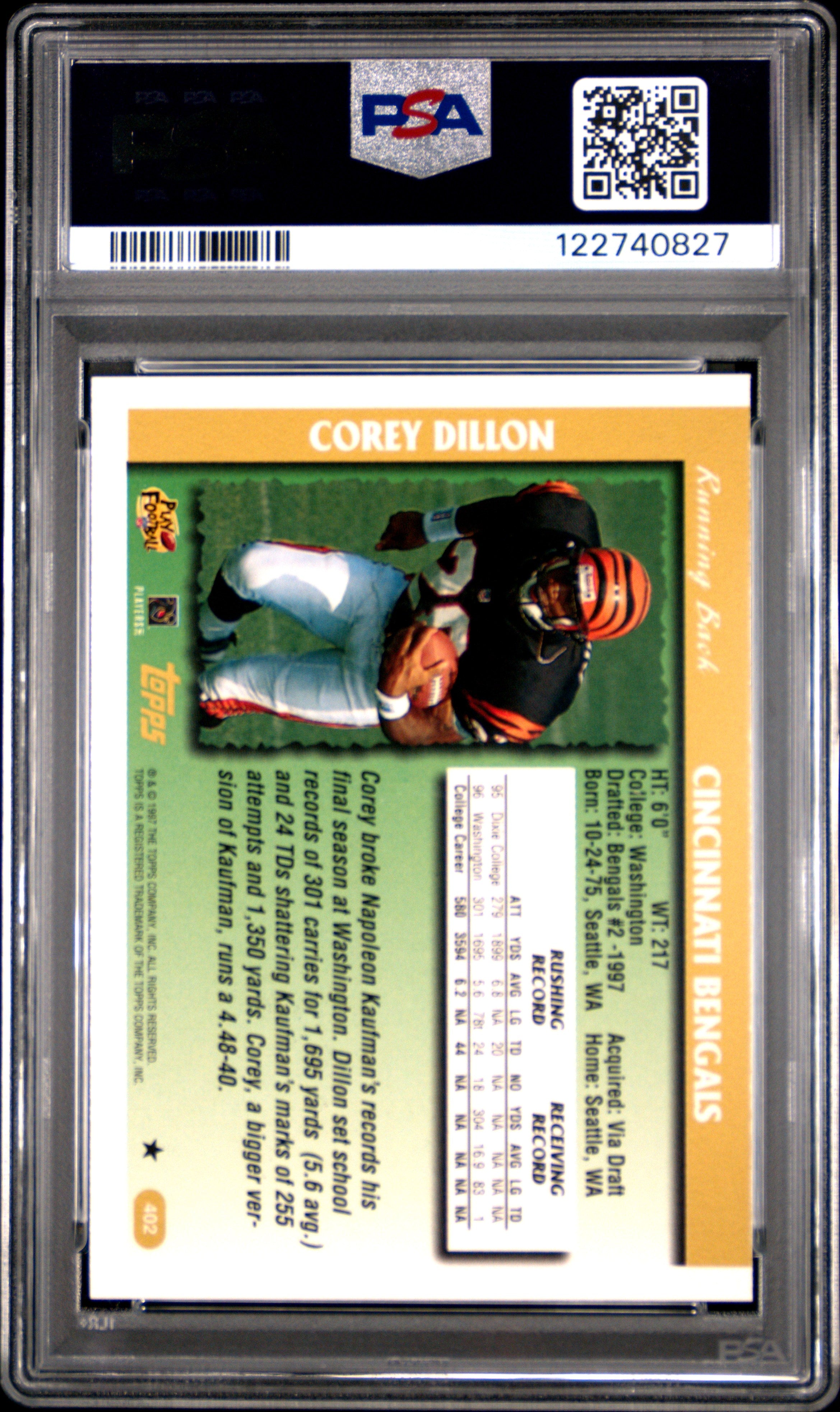 1997 Topps Corey Dillon #402 PSA 10