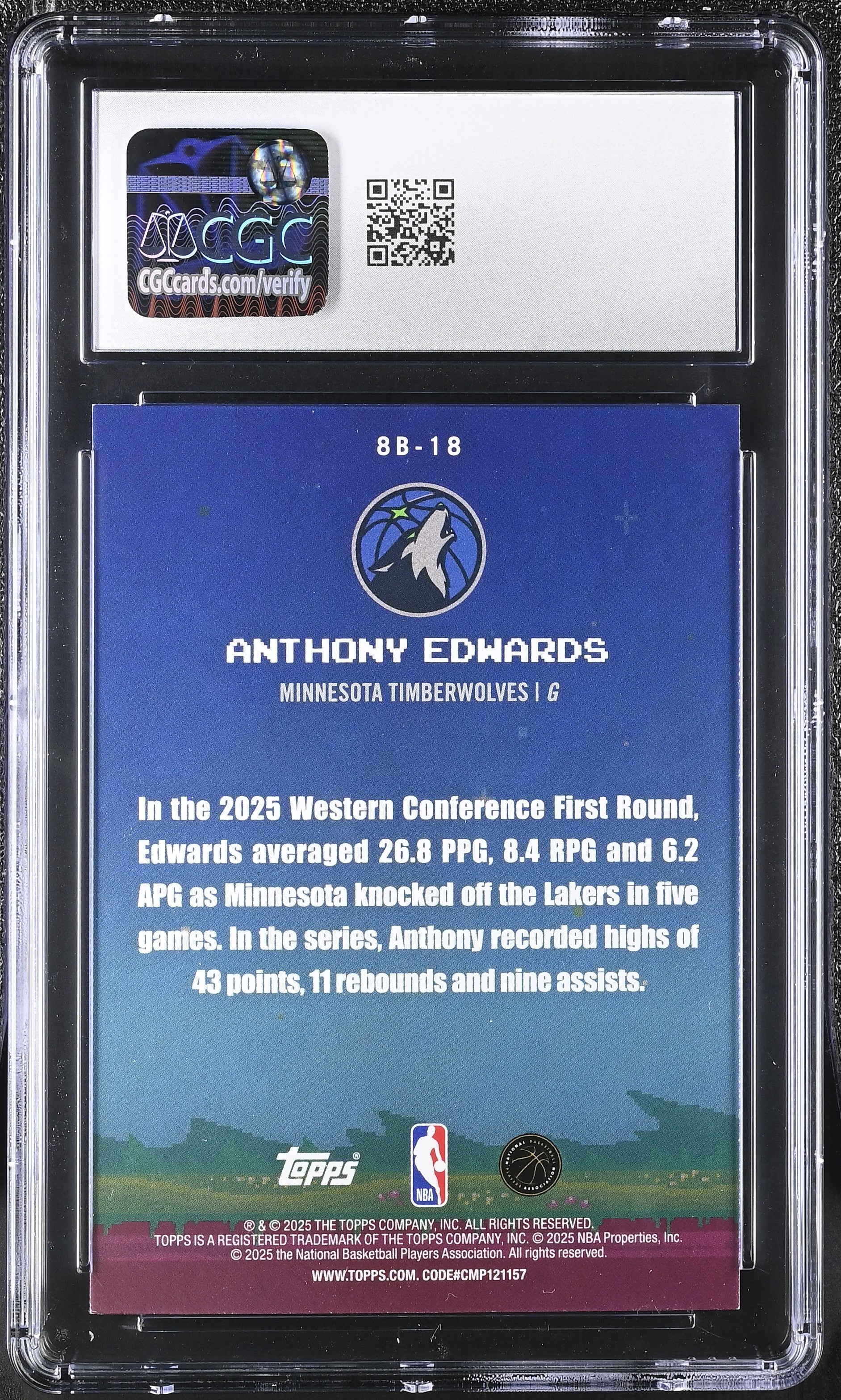2025-26 Topps Anthony Edwards #8B-18 8-Bit Ballers CGC 9