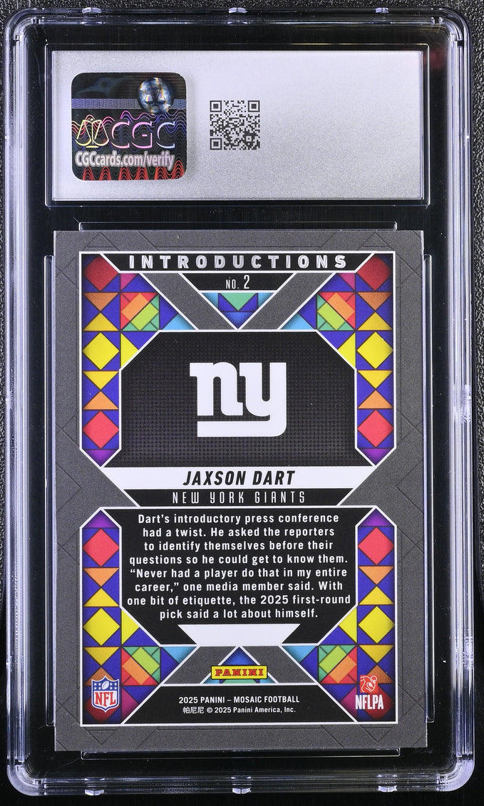 2025 Panini Mosaic Jaxson Dart #2 Introductions CGC 8.5