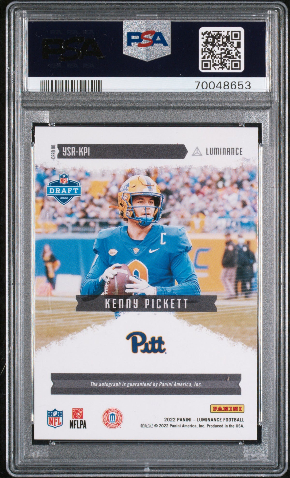 2022 Panini Luminance Year One Signatures Kenny Pickett #YSRKPI PSA 10 POP 1