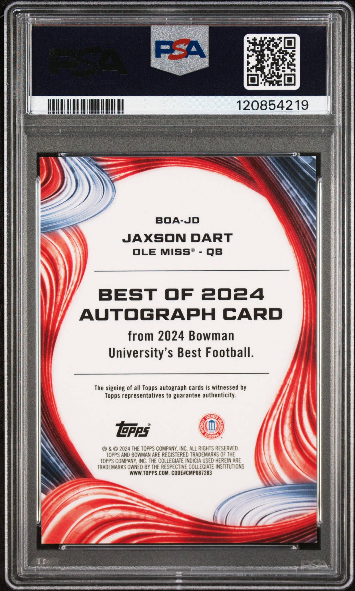 2024 Bowman Best U Autographs Jaxson Dart #JD Teal Geometric /15 PSA 9Auto