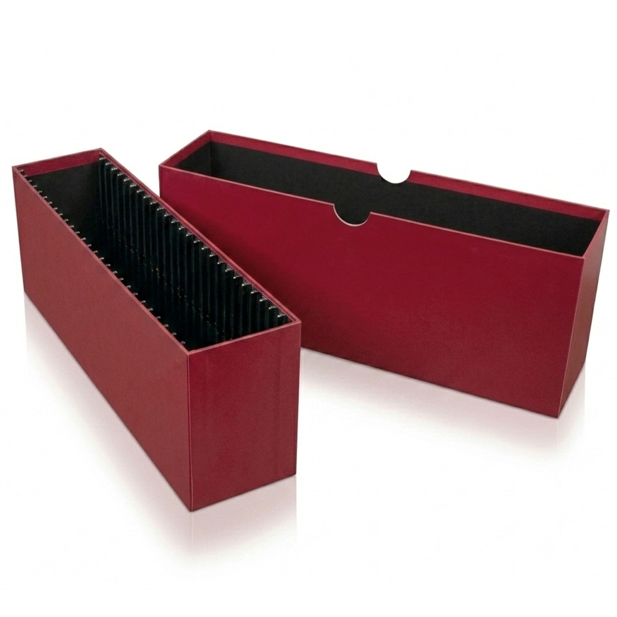 BCW burgundy slotted graded card storage box