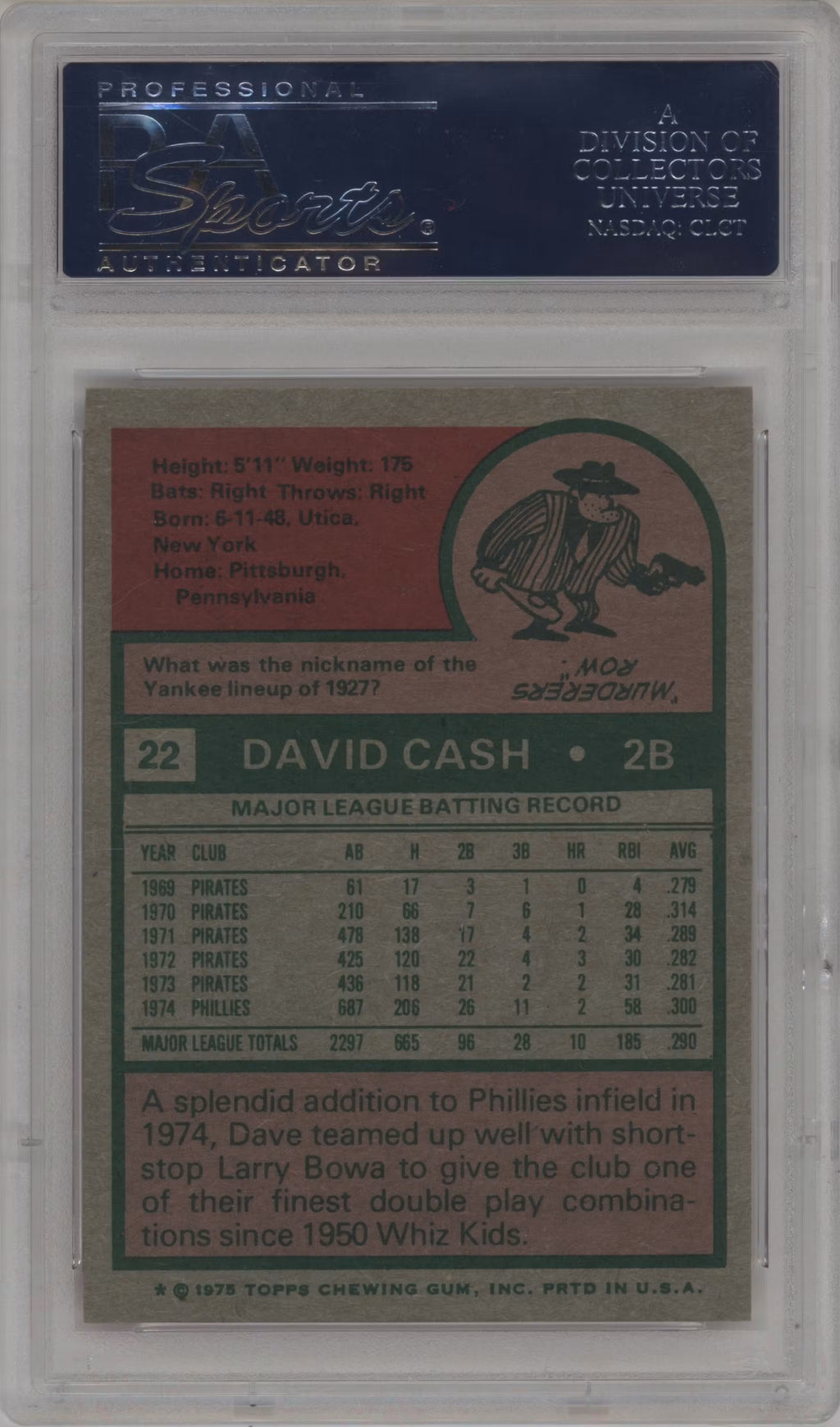 1975 Topps Dave Cash #22 PSA 8