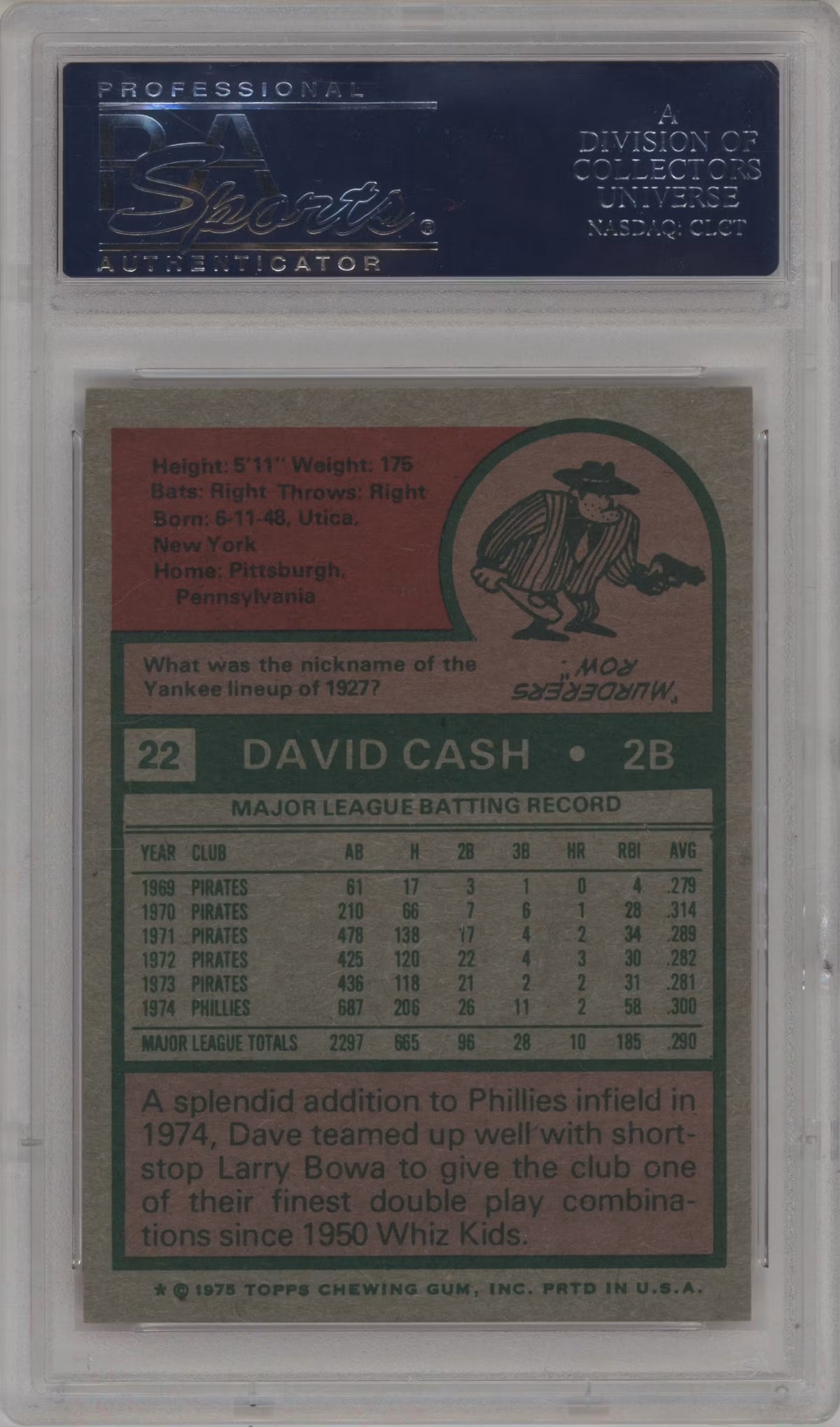 1975 Topps Dave Cash #22 PSA 8