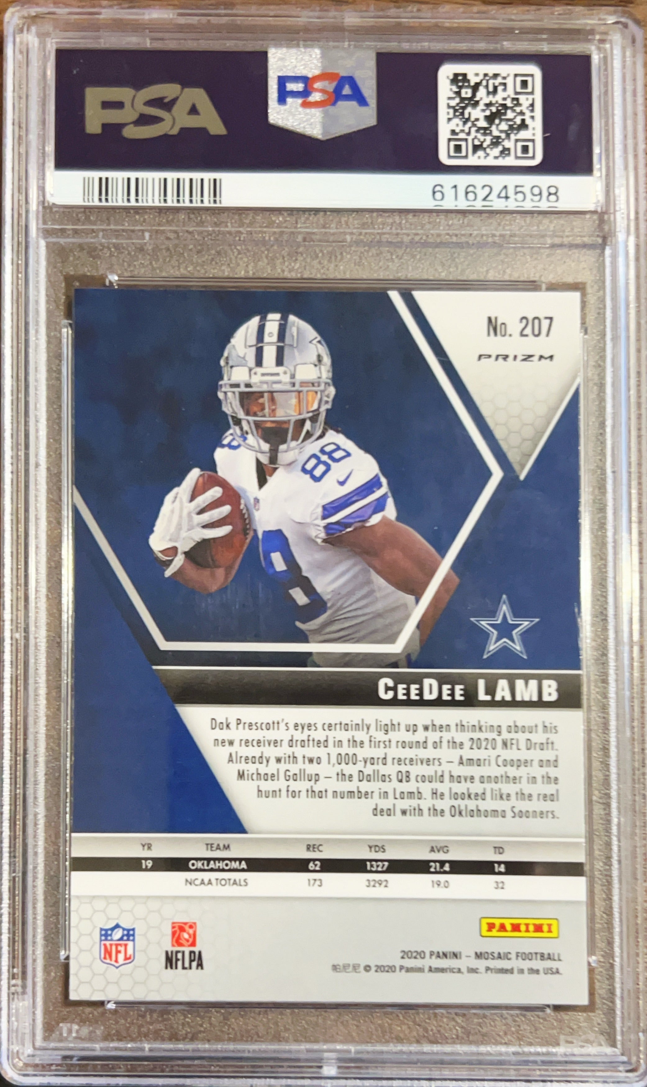 2020 Panini Mosaic Ceedee Lamb #207 Reactive Blue PSA 10