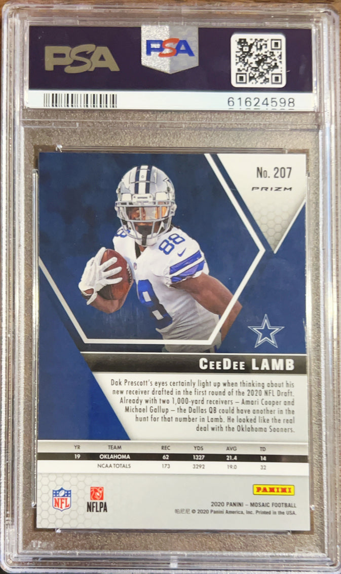 2020 Panini Mosaic Ceedee Lamb #207 Reactive Blue PSA 10