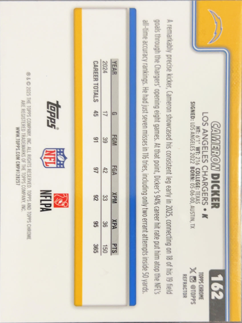2024 Topps Chrome Cameron Dicker #162 Refractor