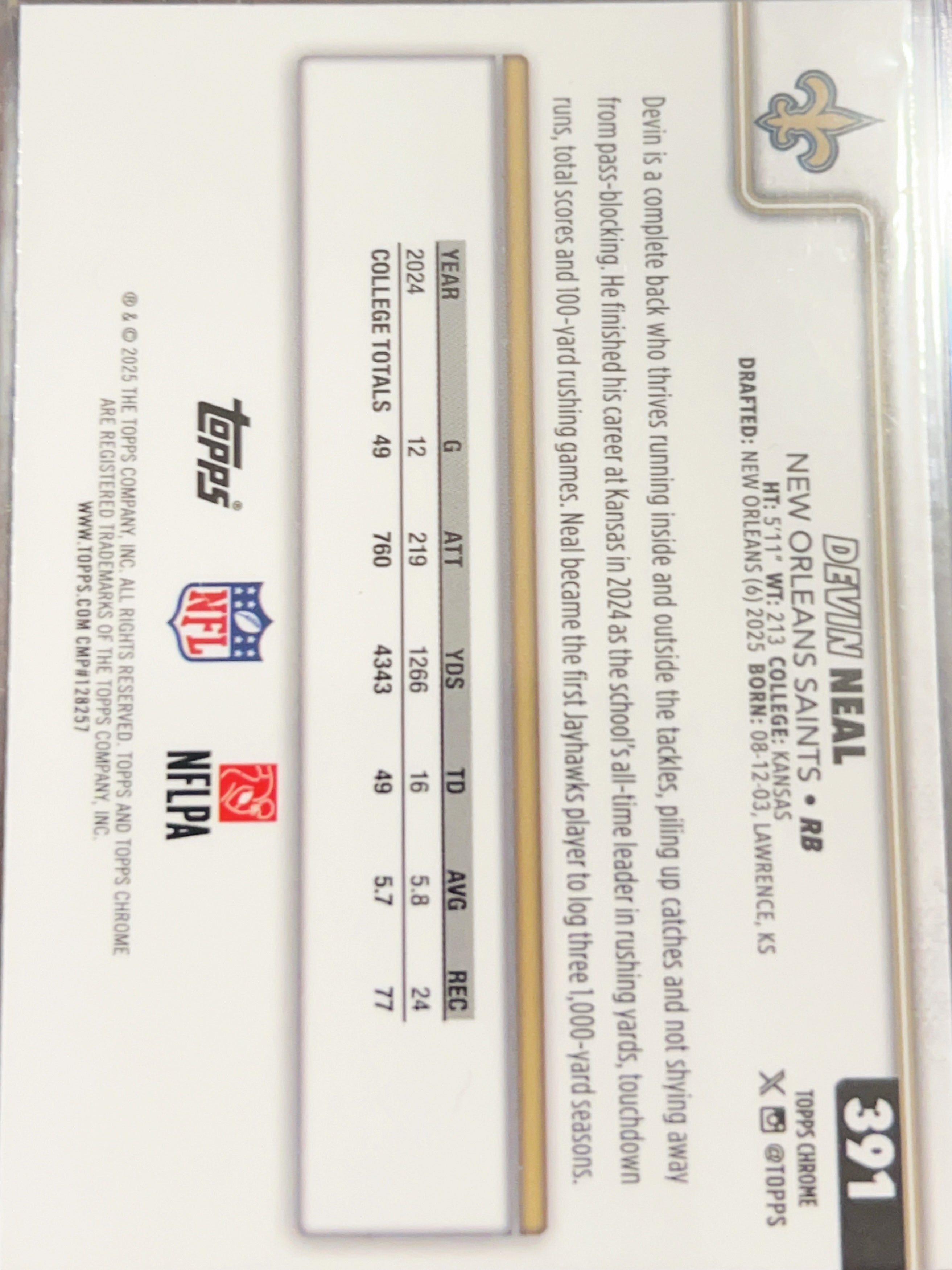 2025 Topps Chrome Devin Neal #391 RC